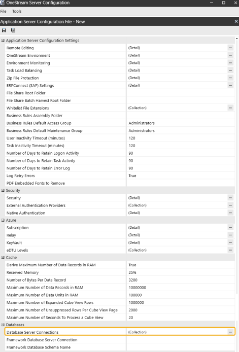 Database Server Connections field highlighted